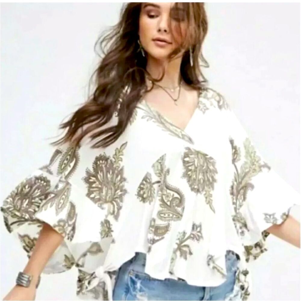 Free People Maui Wowie Printed Floral Blouse